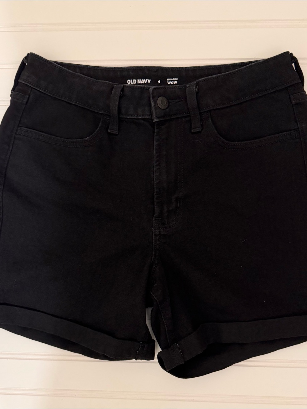 Old Navy Black Womens High-Rise Denim Shorts Size 4  - 5” inseam